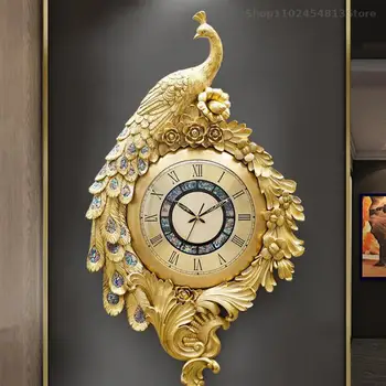 Žalvario Povas Sieninis Laikrodis Villa Europos Stilius Šviesos Prabangių Namų Kambarį Laikrodis Prieškambario Sienos Kabo Žiūrėti Grynas Menas