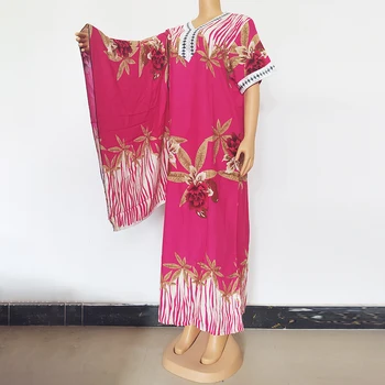 Vasaros Suknelės Moterims 2021 Su Skara Spalvinga Gėlių Spausdinti Aplikacijos Elegantiškas Vetement Femme Nigerija Ilgas Chalatas, Atsitiktinis Kasdien Heidi Bazin